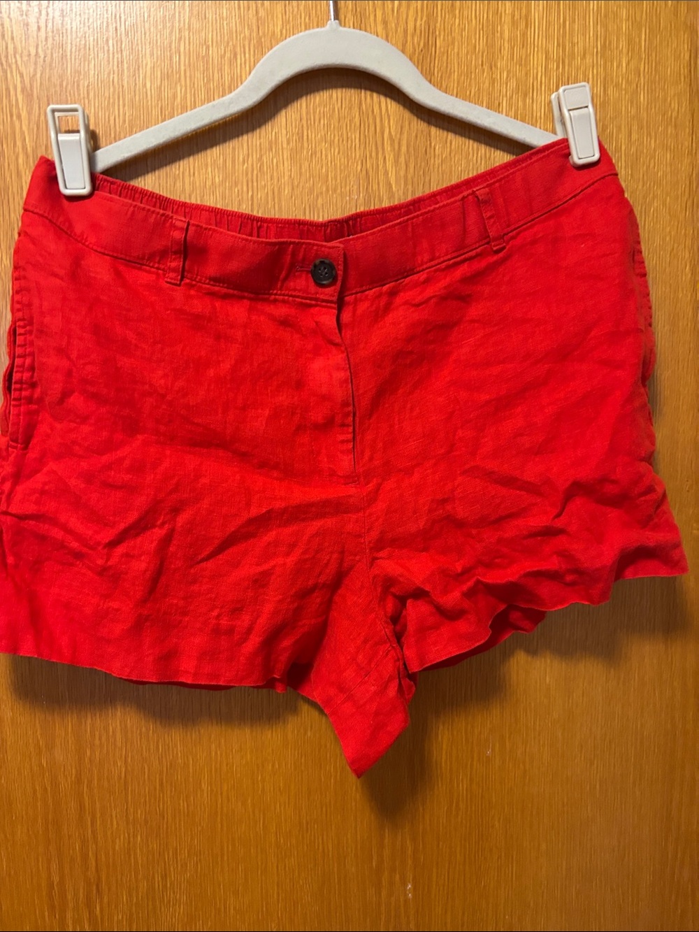 J crew 100%  Red Linen Casual Shorts with stretch waistband